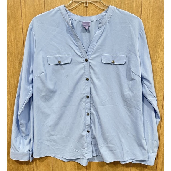Laura Scott Blue Blouse Women's XL 100% Polyester Lightweight Casual‎ Career Top - Picture 1 of 7